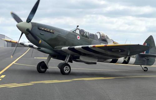 Spitfire MJ627 waiting for ATC clearance to depart