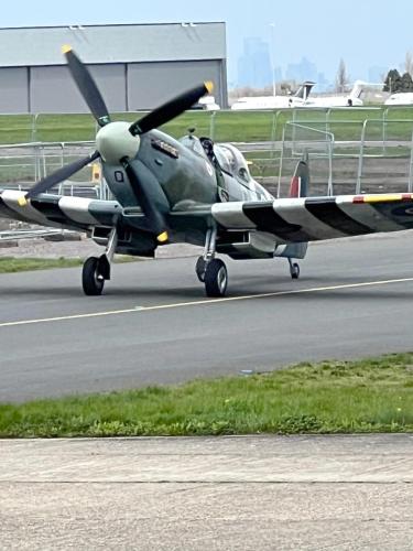 Spitfire MJ627 taxiing back to Biggin Hill Heritage Hanger