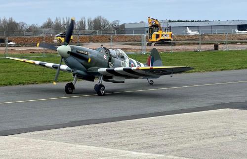 Spitfire MJ627 taxiing back to Biggin Hill Heritage Hanger