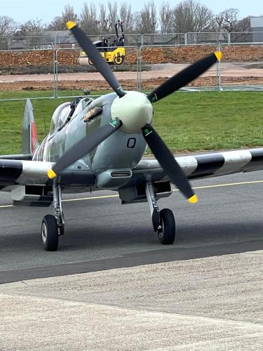 Spitfire MJ627 taxiing back to Biggin Hill Heritage Hanger