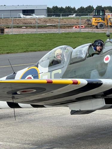 Spitfire MJ627 taxiing back to Biggin Hill Heritage Hanger