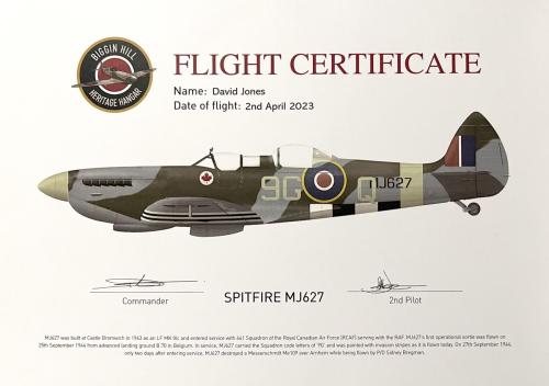 Copy of flight certificate